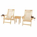 W Unlimited Romantic Collection Canvas Sling Chairs with Cup and Wine Holder and end table 2117NC-BG-CH2ET